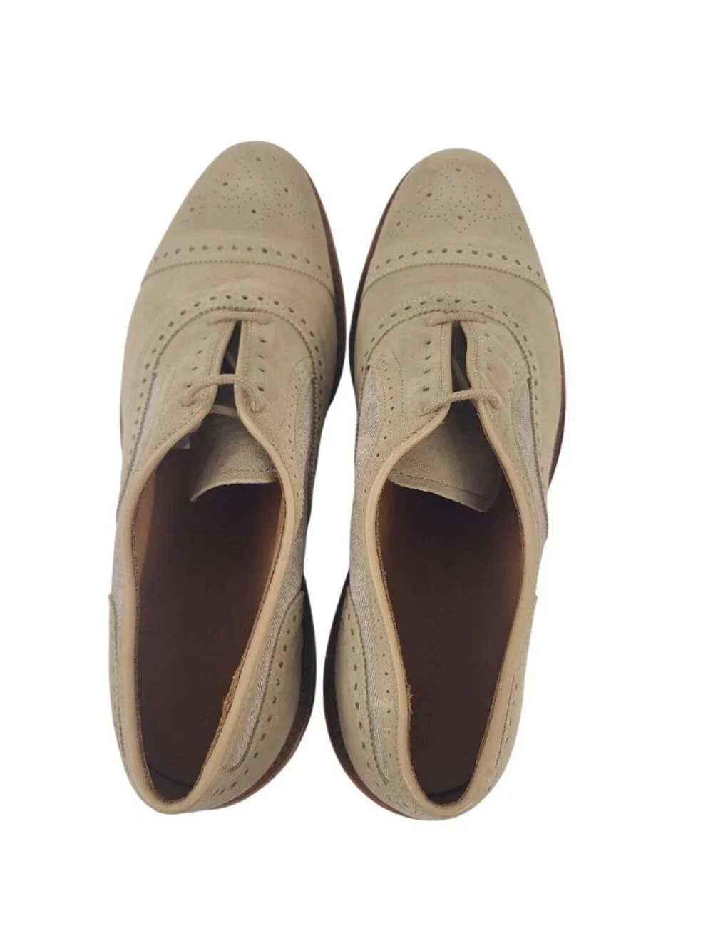 NEW Allen Edmonds Strandmok Wingtip Oxford Shoes Suede & Canvas Mens Sz 13 D Tan